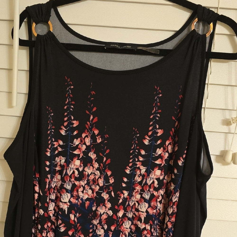 Ivanka Trump Black and Pink Cold Shoulder Long Sleve Sheath Dress Scoop Neck Lar - Picture 6 of 16